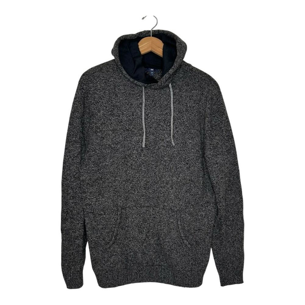 Gap Wool/Cotton Blend Mens Drawstring Hoodie Heathered Grey Large